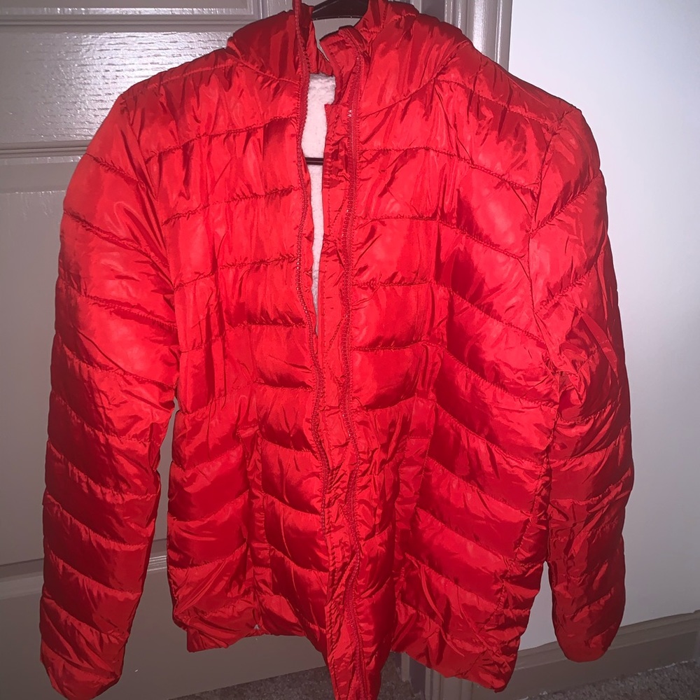 Red forever 21 puffer coat